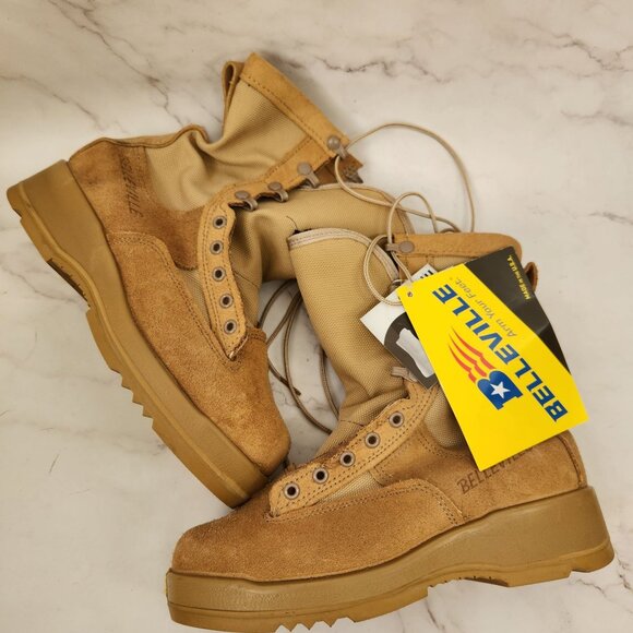 NWT Belleville 330 High Clearance Steel Toe Boots Tan Suede Combat Vibram 6.5 - Picture 6 of 14